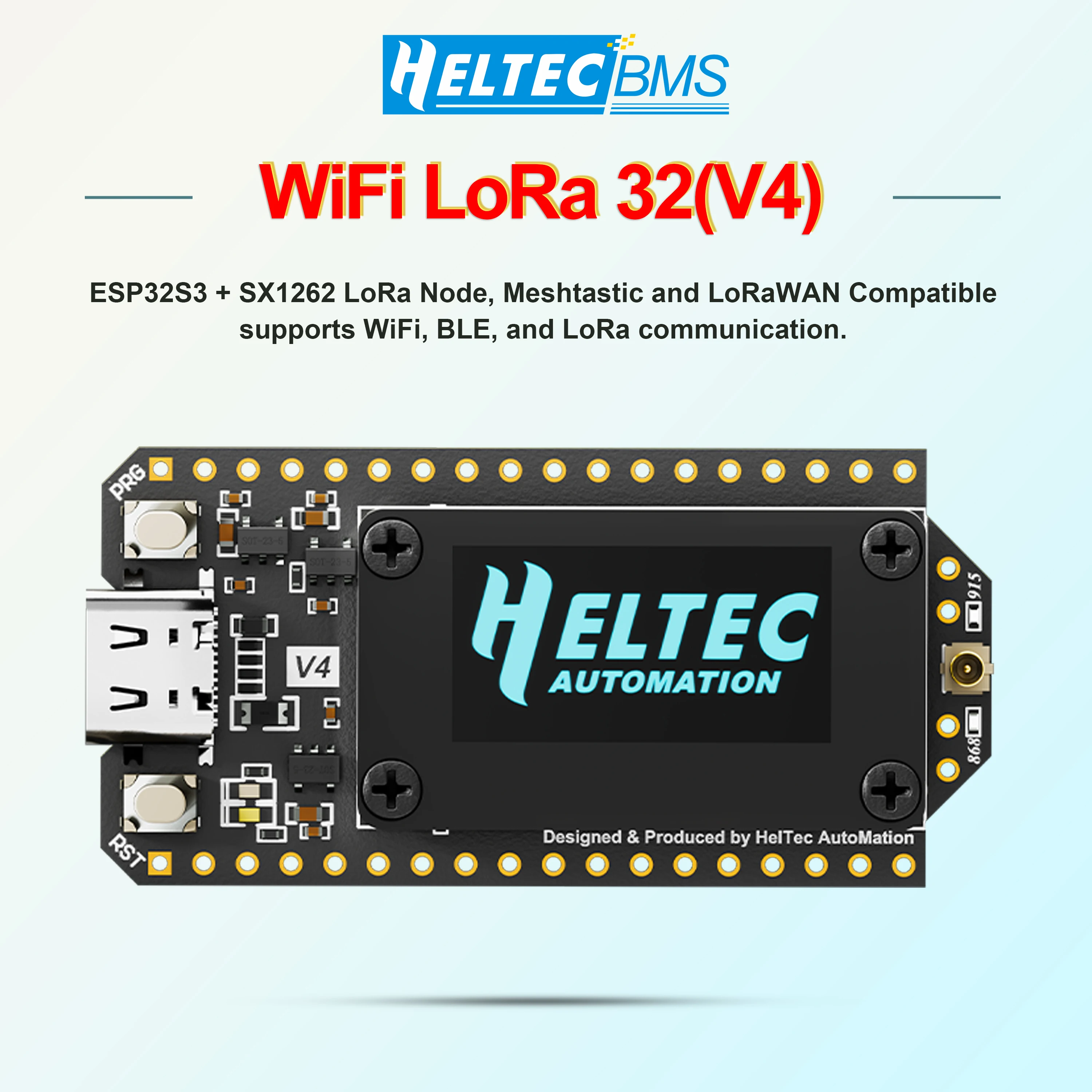 Heltec WiFi LoRa 32 V4.3 863-928MHz ESP32S3+SX1262 BLE LoRa Node, Meshtastic und LoRaWAN 0,96 Zoll OLED