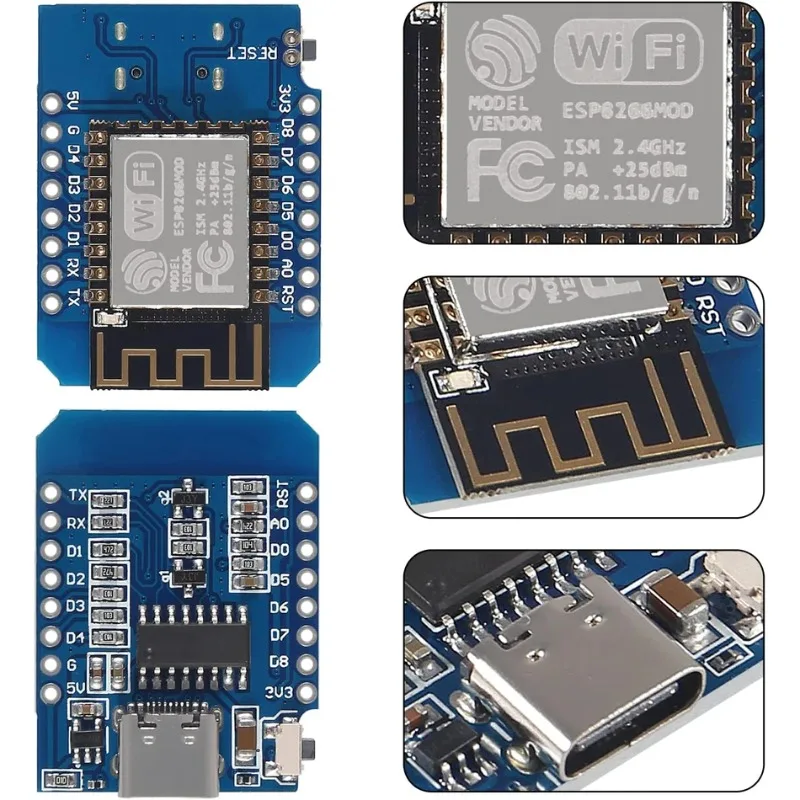 ESP8266 ESP-12F MINI D1 NodeMCU Entwicklungsboard TYPE-C USB CH340C WiFi-Modul für Arduino IDE