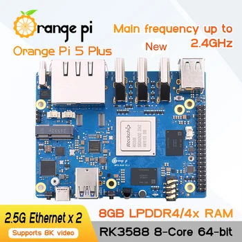 Orange Pi 5 Plus 8GB LPDDR4 RK3588 Mini-PC PCIe M.2 M-KEY Einplatinen-Computer, Läuft mit Orangepi