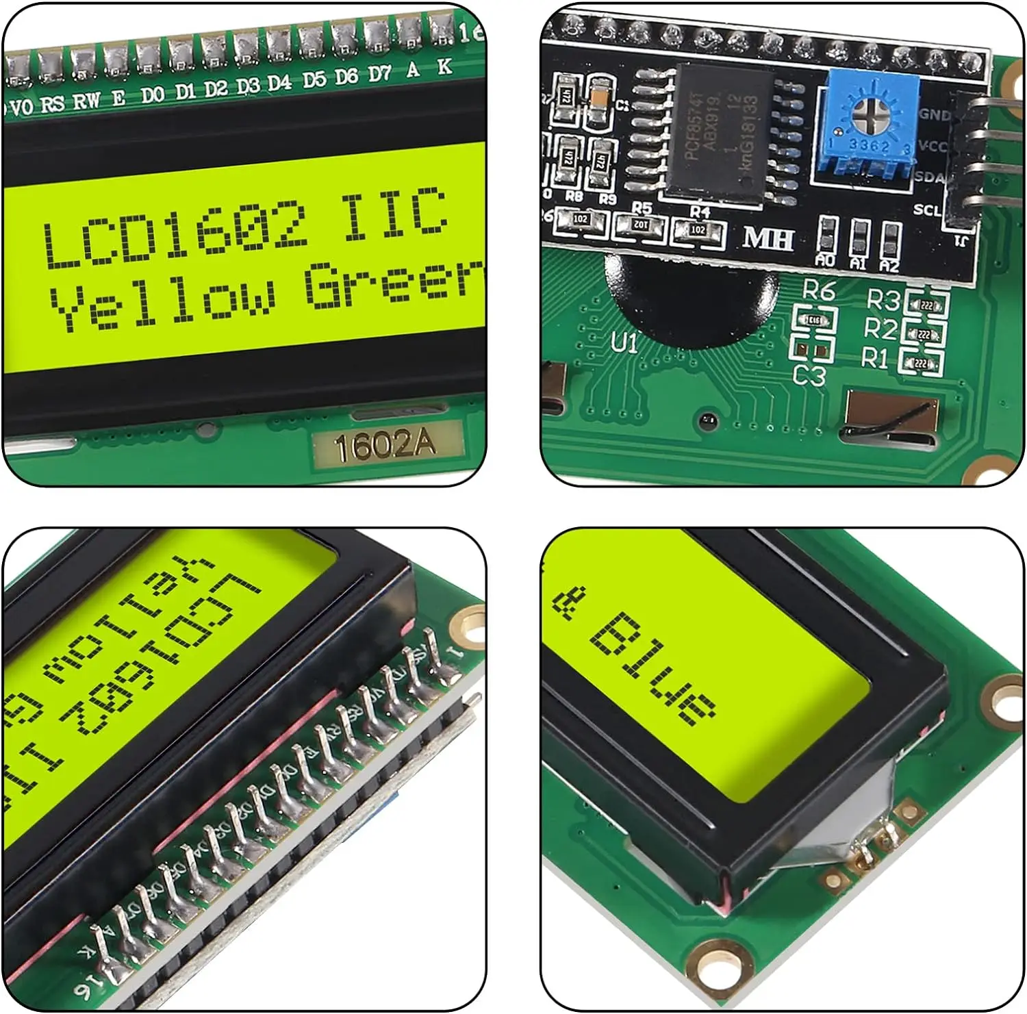 LCD1602+I2C Modul Blauer / Gelbgrüner Bildschirm 16x2 Zeichen – Bild 2