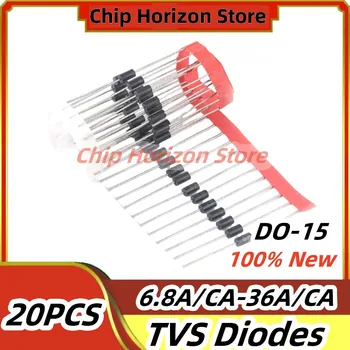 TVS-Dioden P6KE 6,8 A, 7,5 A, 8,2 A, 9,1 A, 10 A, 11 A, 12 A, 13 A, 16 A, 18 A, 15 A, 24 A, 27 A (20 Stück)