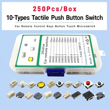 Schachtel 10-Typ Micro Tactile Push Button Switch Auto Fernbedienung Tablet Actile Control Key (250 Stück)
