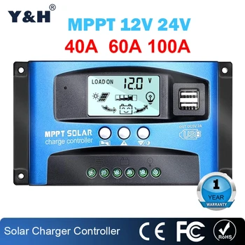 Y&H MPPT Solarladeregler 40A 60A 100A mit Last/Dual USB/LCD 12V 24V Auto Solar Panel Ladegerät Regler