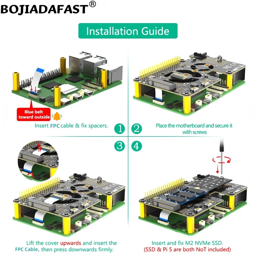 NGFF M.2 Key-M Key B+M NVMe SSD Adapter-Konverterkarte mit 2 Lüftern – Bild 2