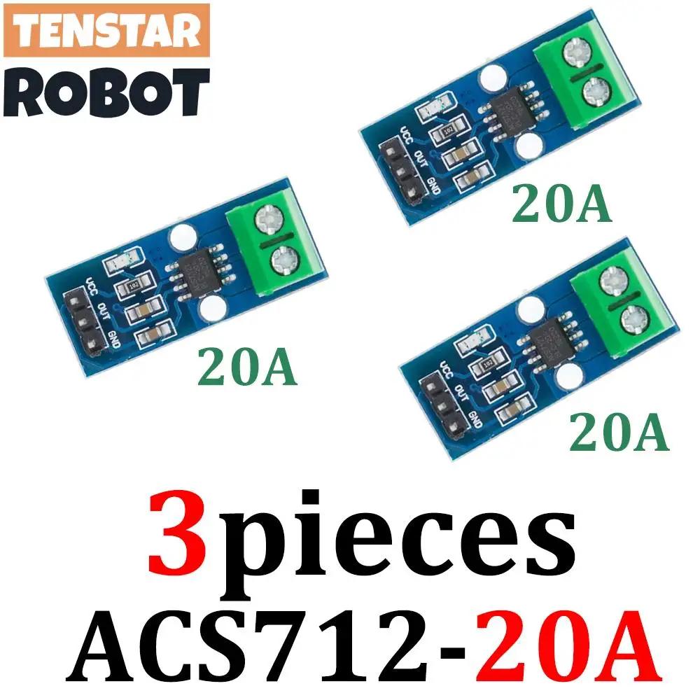 TENSTAR 3 Stück ACS712 5A 20A 30A Range Hall Stromsensormodul ACS712-30A ACS712-20A ACS712-5A