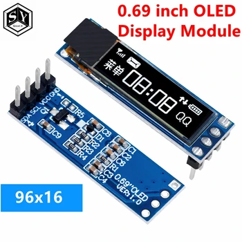 0,69 Zoll 96 x 16 OLED-Anzeigemodul, weißes Display, 0,69 Zoll SSD1306 LCD-Bildschirm-Steuerplatine
