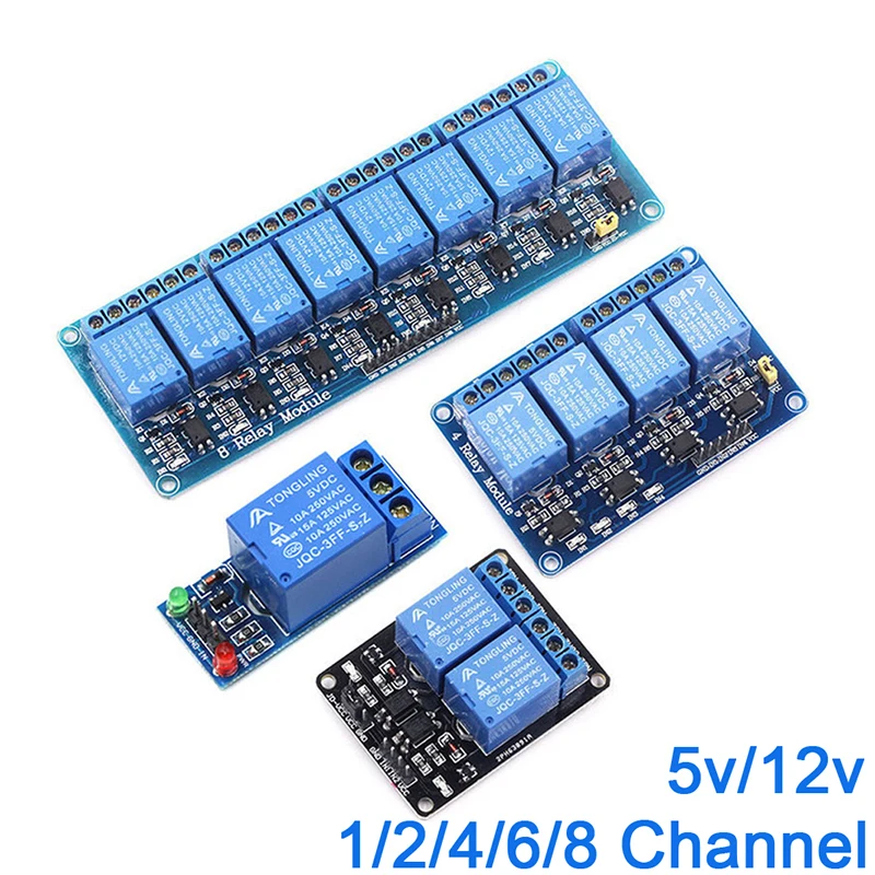 5 V 12 V 1 2 4 6 8-Wege-Relaismodul für Arduino 1 2 4 6 8-Kanal-Relaismodul mit Optokoppler-Relaisausgang
