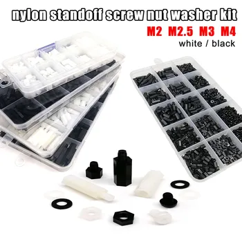 M2 M2,5 M3 M4 Kunststoff Nylon Sechskant Spacer Säule Abstandshalter Schraube Mutter Unterlegscheibe Kit Set