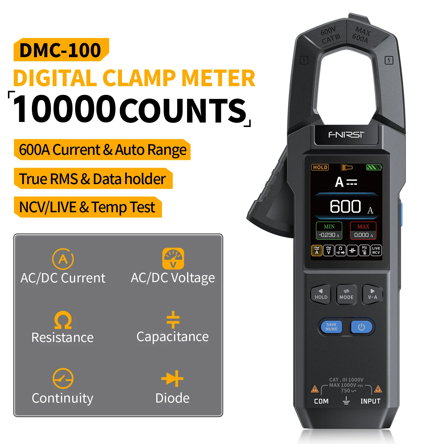 FNIRSI DMC-100 Digitales Multimeter 10000 Anzeigen AC/DC – Bild 3