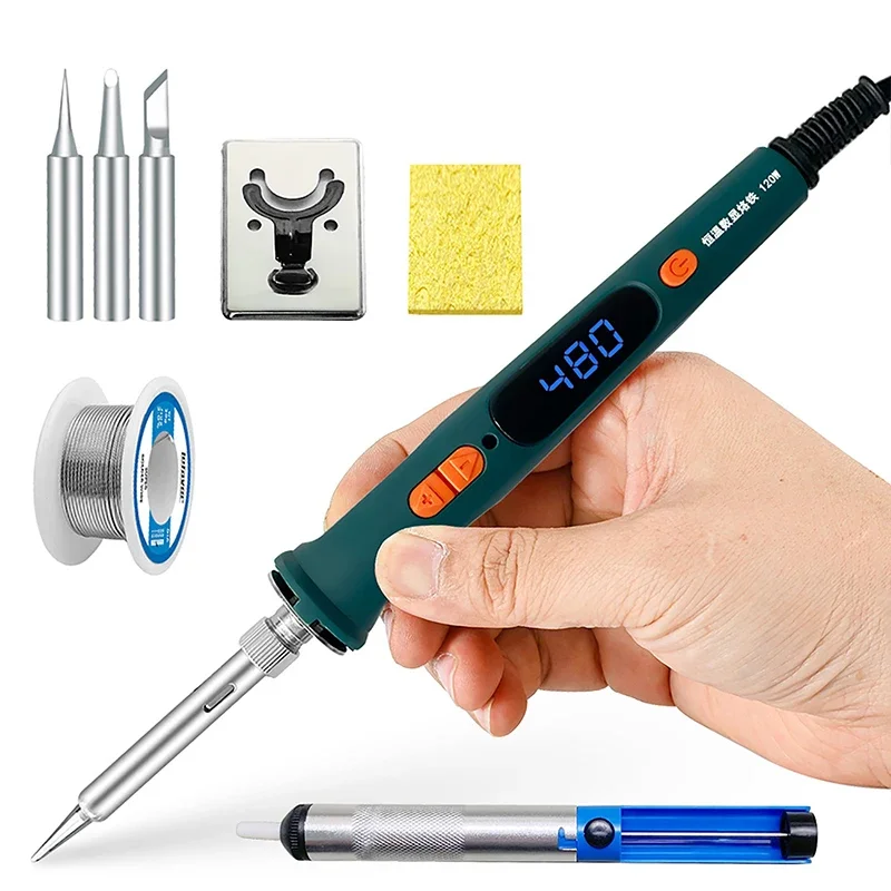 Elektrischer Lötkolben 220V 120W Reparatur-Lötwerkzeug-Set mit LED-Digitalanzeige und Einstellbarer Temperatur