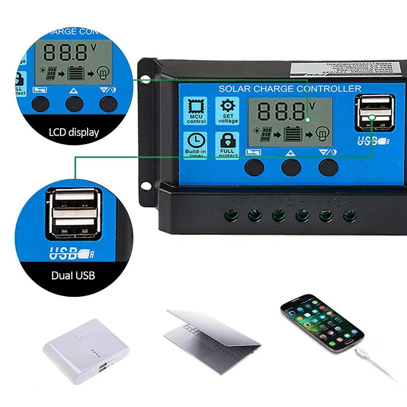 Solarpanel-Laderegler, 12 V, 24 V, MPPT, PWM, 10 A, 20 A, 30 A – Bild 2