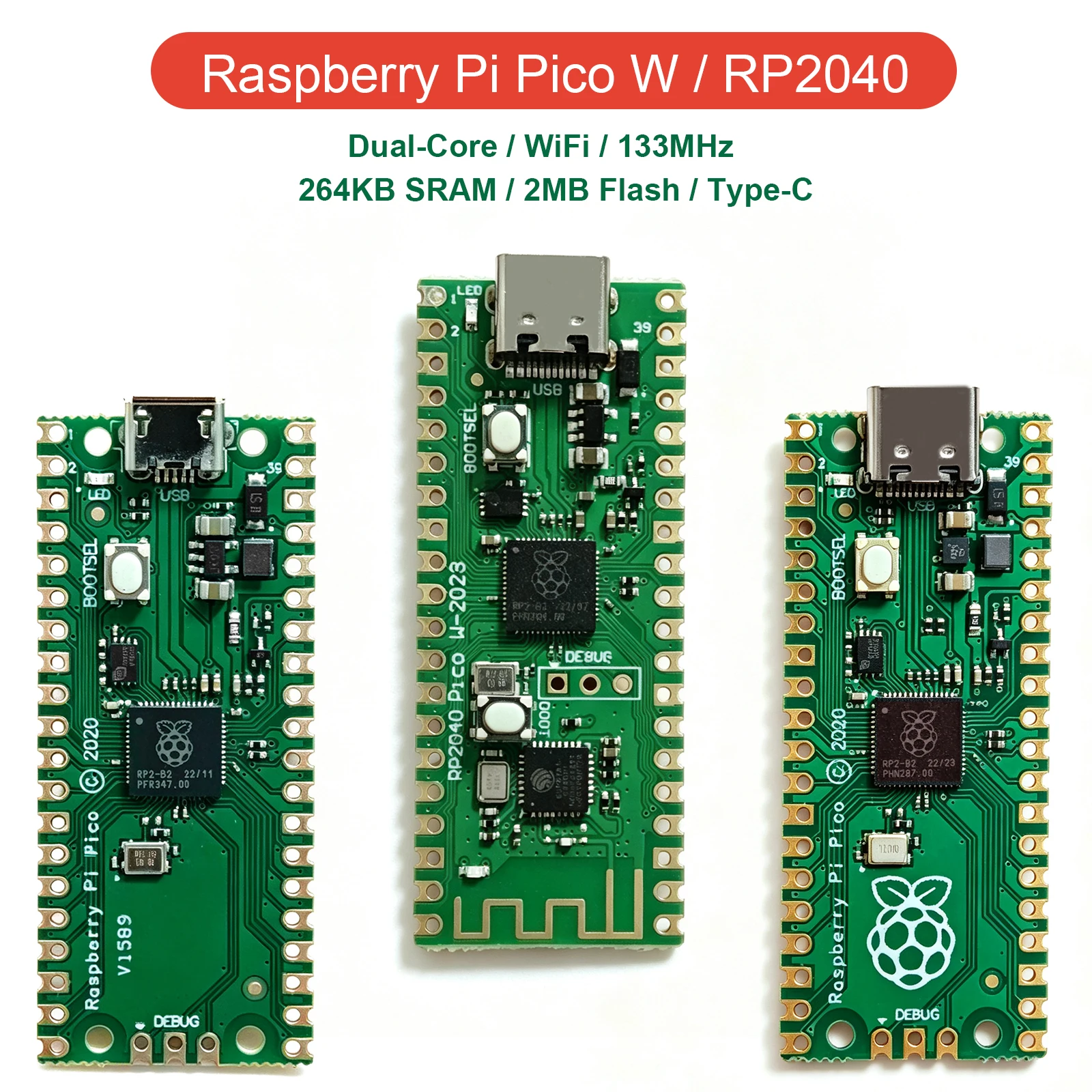 Raspberry Pi Pico W Entwicklungsboard RP2040 Dual-Core Cortex-M0+ – Bild 2
