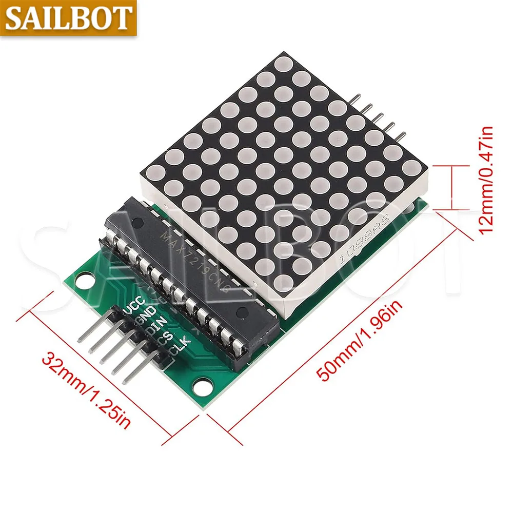 MAX7219 8*8 Dot Matrix Modul Rot Licht Mikrocontroller Modul Anzeige – Bild 3
