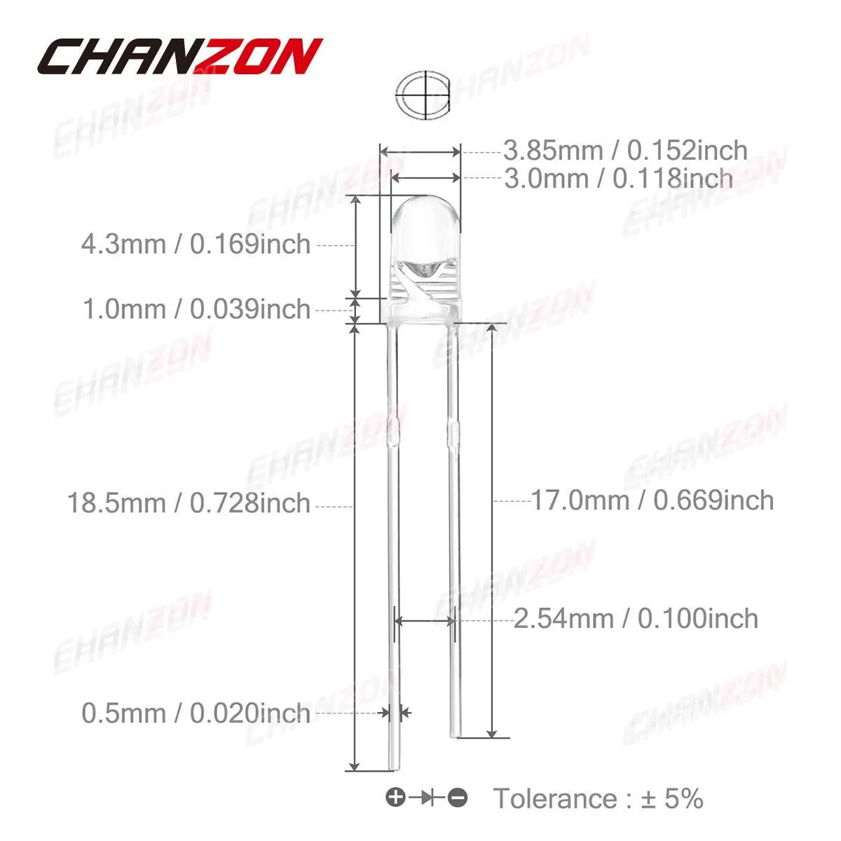 3mm LED-Diode, Leuchtdiode, Weiß Rot Grün, 3V, Größe 3mm – Bild 2