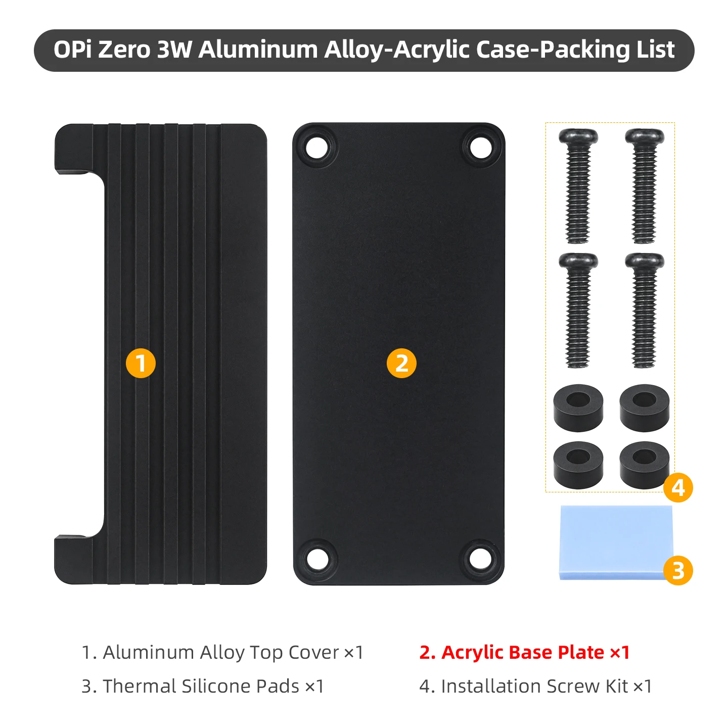 Orange Pi Zero 3W Gehäuse Vollaluminium / Aluminium-Acryl-Schutzhülle Passive Kühlung Kühlkörper für Orange Pi