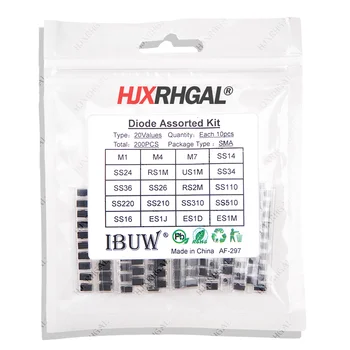 20 Werte x 10 Stück = 200 Stück SMD-Dioden-Sortiment-Set enthält SS110 SS220 SS210 SS310 SS510 SS16 SS26 SS34