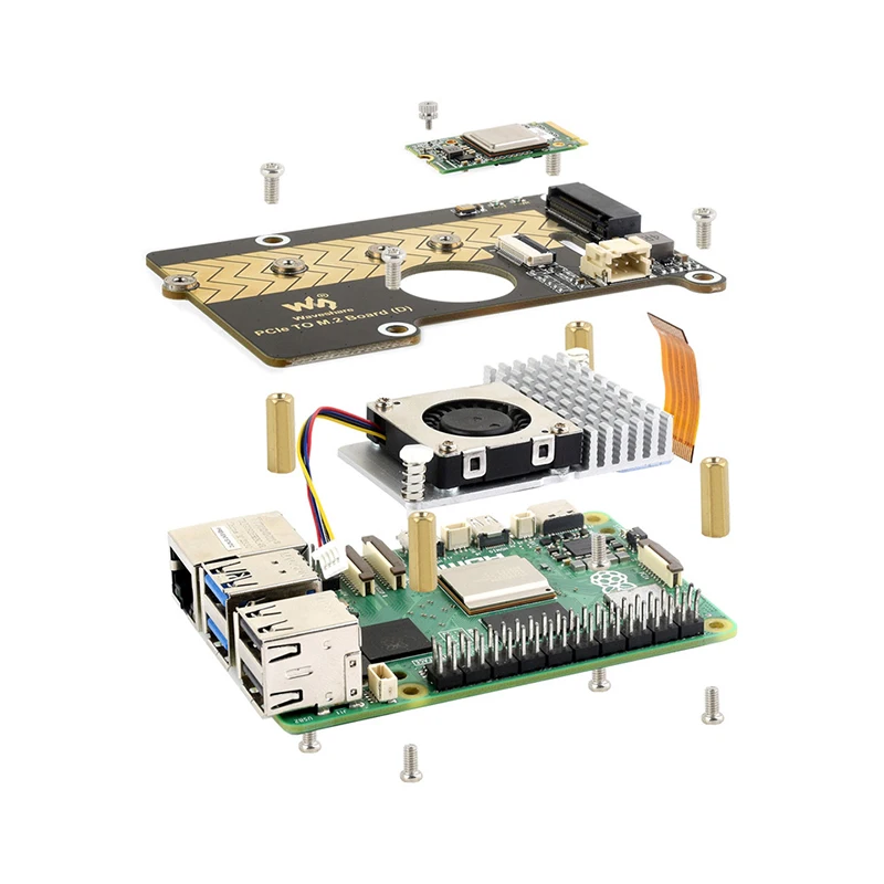 Raspberry Pi 5 PCIe zu M.2 NVME Kit 4G 8G 16 GB RAM Aktiver Kühler PD – Bild 4