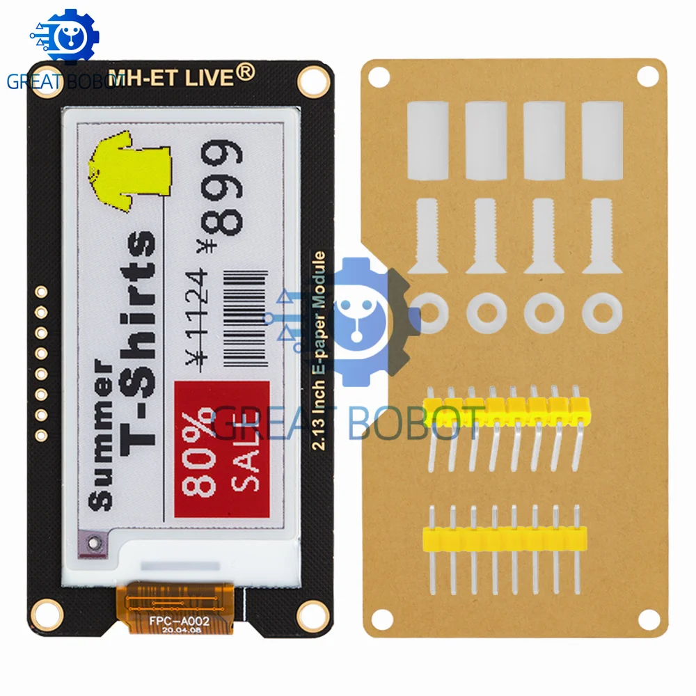 2,13" 2,13 Zoll Epaper Modul E-Paper E-Ink EInk Display Bildschirm SPI – Bild 3