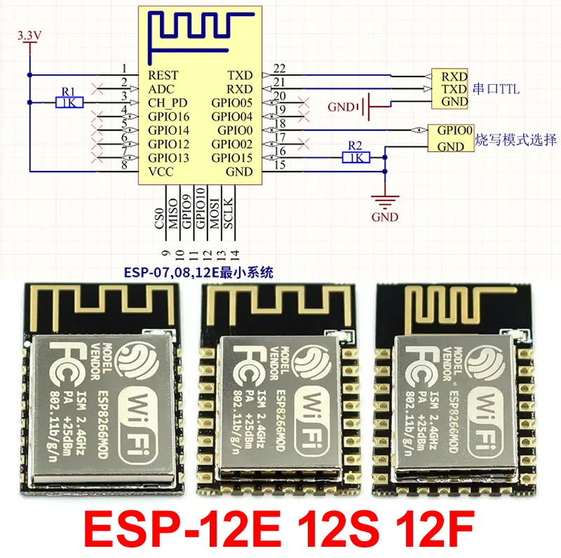 ESP8266 ESP-01 ESP-01S ESP-07 ESP-12E ESP-12F ESP-32 ESP-32S ESP32 M1 – Bild 4
