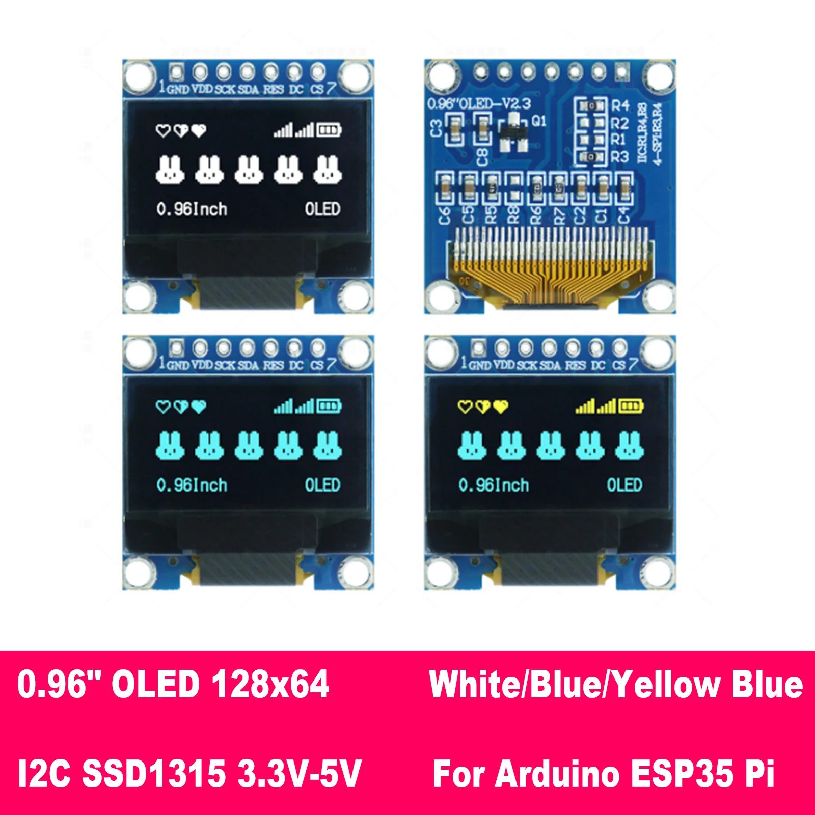 0,91 Zoll 0,96 Zoll OLED-Displaymodul I2C SSD1306 SSD1315 128x32 – Bild 2