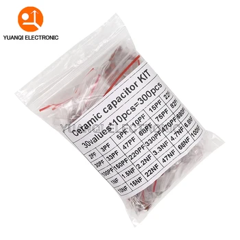 50 V Keramikkondensator-Set, 2PF-0,1 UF, 30 Werte x 10 Stück Kapazität, sortiertes Set (300 Stück)