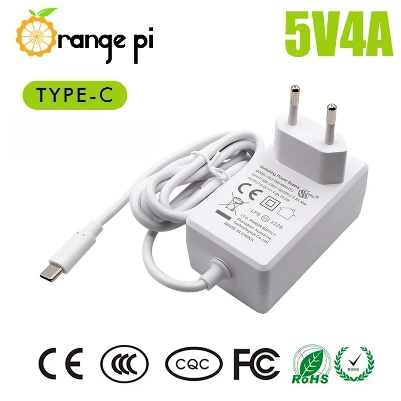 5V 4A Netzteil DC 20W USB Typ C Netzteil EU US UK Stecker für Orange Pi 5 Plus / 5B / B / 4LTS / 800 Power