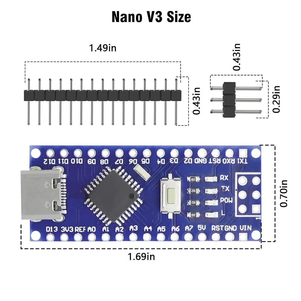 Typ-C USB Nano 3.0 ATmega328P CH340 5V 16MHz Kompatibel mit Arduino – Bild 6