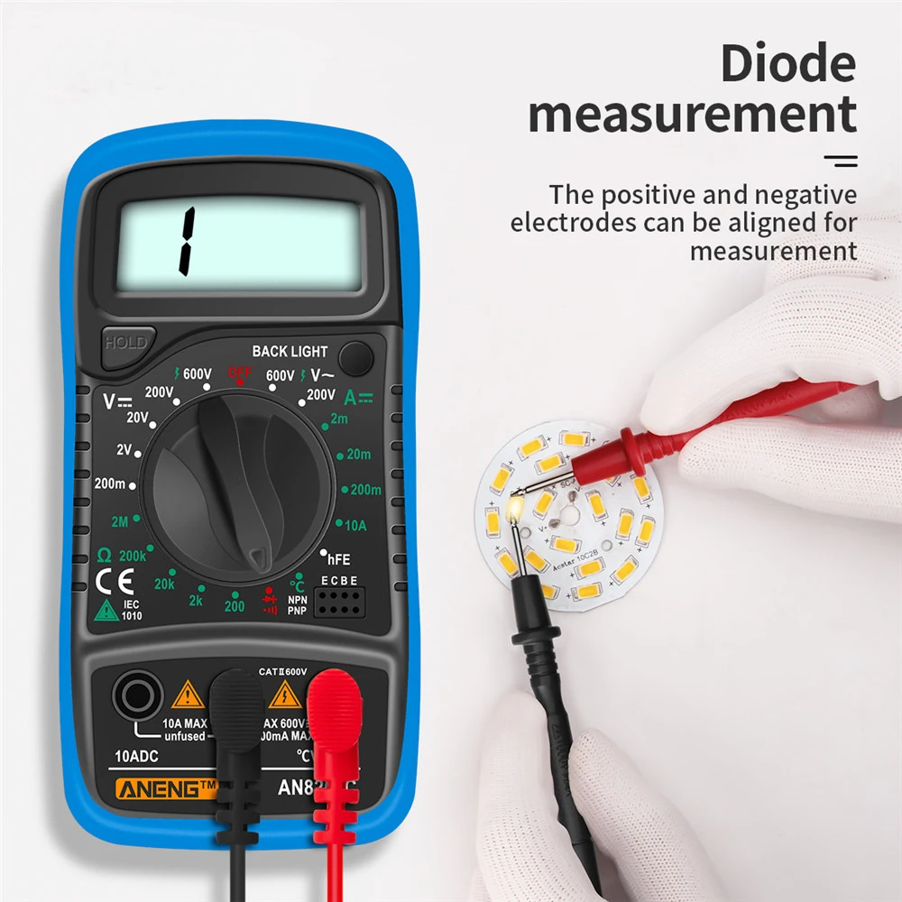 LCD-Digital multimeter AC/DC-Ampere meter Volt Ohm Test messer an8205c – Bild 2