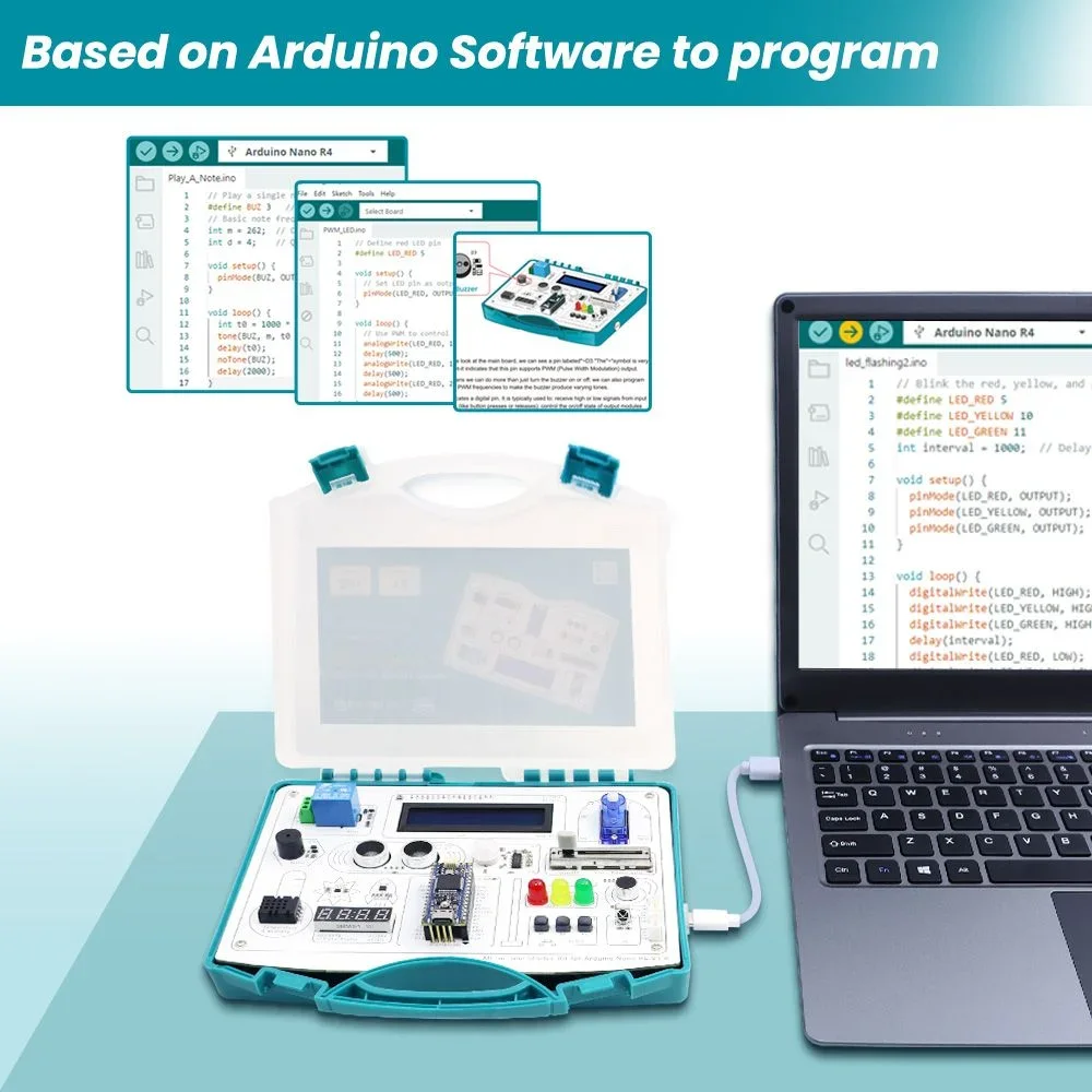 Elecrow All-in-One Arduino Nano R4 Starter Kit 16 Module 20 Tutorials – Bild 3