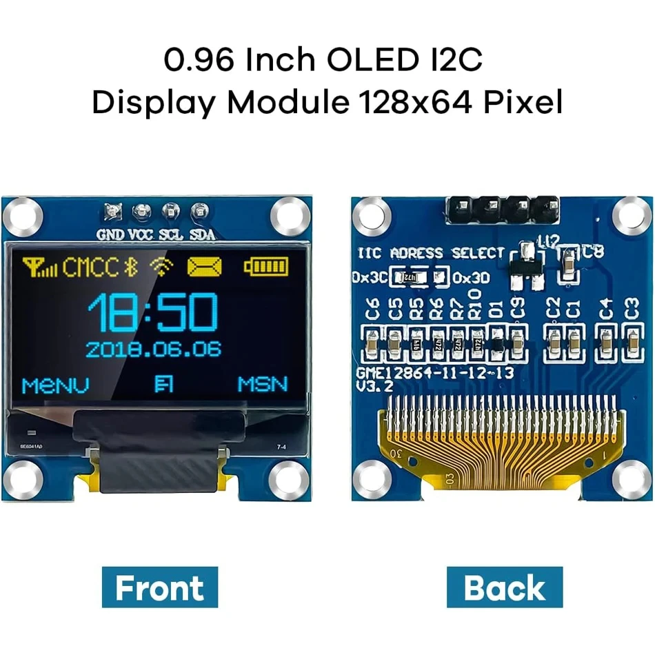 0,96 Zoll I2C OLED-Displaymodul 128x64 Pixel SSD1306 – Bild 2
