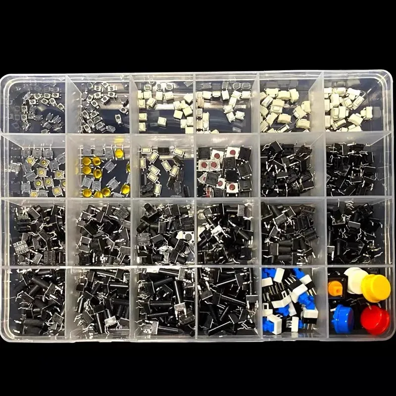 24 Werte taktiler Druckknopf schalter smd Micro Momentary Taktsc halter Sortiment Kit für Auto (460 Stück)