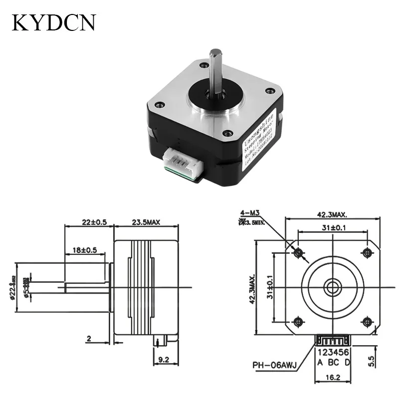 Nema17 Schrittmotor 17HS4023 42BGYH 4-adrig 1,0A 130mN.m 1,8 Grad 2 – Bild 6