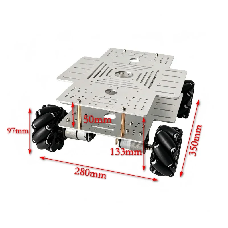 15kg Nutzlast 4WD Mecanum-Rad Roboter-Auto-Kit mit 12V-Motoren – Bild 6