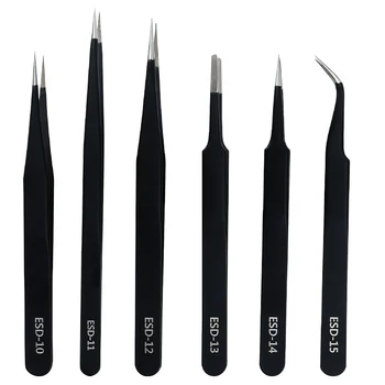 ESD Sichere Anti-Statische Pinzette Set Wartung Uhr Reparatur Werkzeuge Kits Elektronische Rework (6 Stück)