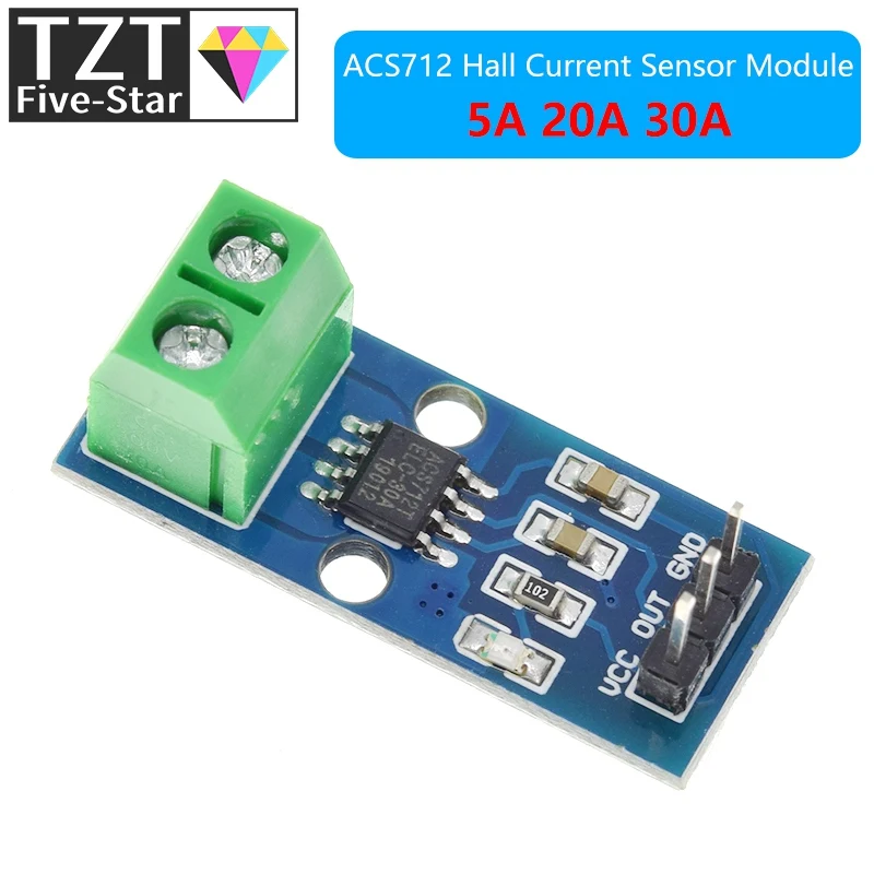 GREATZT 1/2/5PCS ACS712 5A 20A 30A Range Hall Strom Sensor Modul – Bild 4
