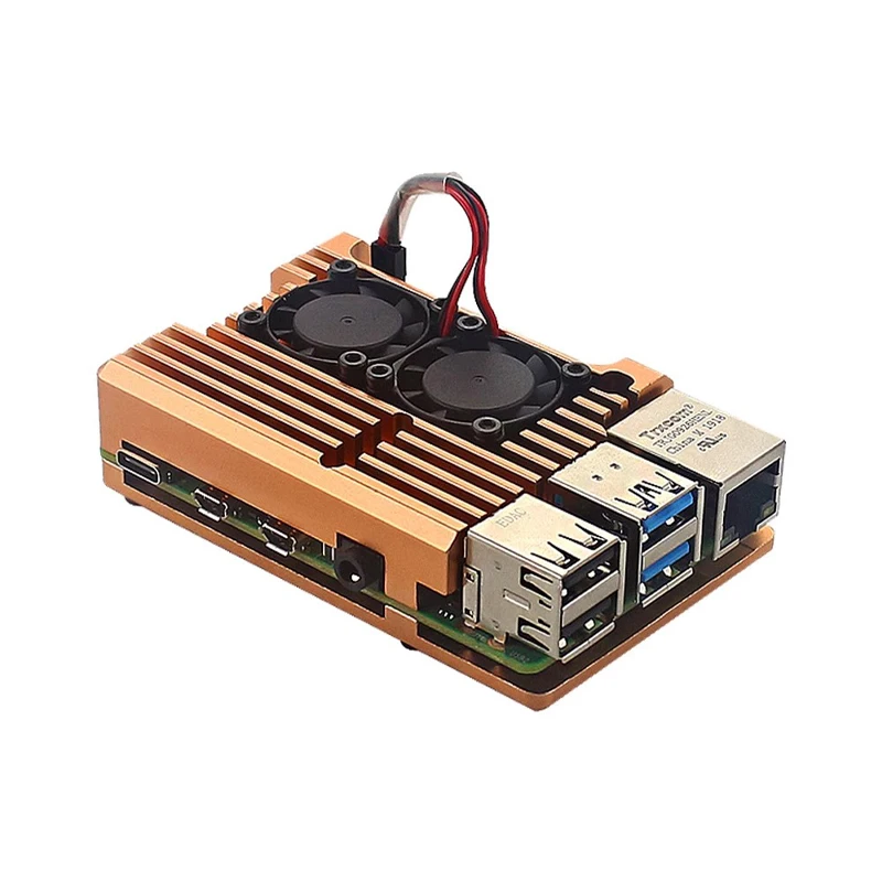 Raspberry Pi 4/3 Aluminium gehäuse mit Doppel kühl ventilator Metalls – Bild 6