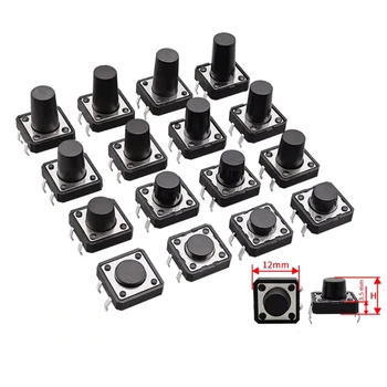12x12x4,3-14mm 4-Pin Taktile Schalter Micro Push Button Schalter (50 Stück)