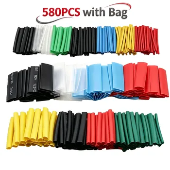 Schrumpfschlauch-Set, 6 Farben, Elektrische Kabelisolierung, Schrumpfschlauch-Kabelummantelung (580 Stück)