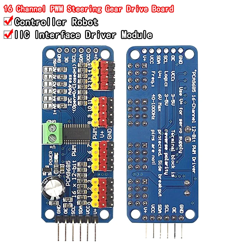 16-Kanal-12-Bit-PWM-Servotreiber - I2C-Schnittstelle - PCA9685 für Arduino Raspberry Pi DIY Servo Shield Modul