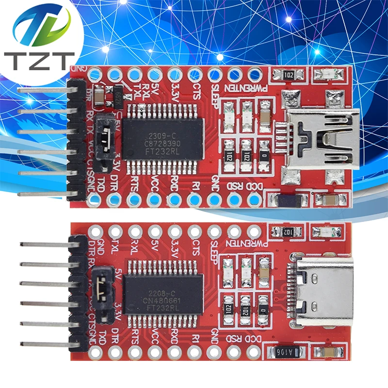 FT232RL FTDI USB 3,3 V 5,5 V auf serielles TTL-Adaptermodul für Arduino FT232 Pro Mini USB auf TTL 232