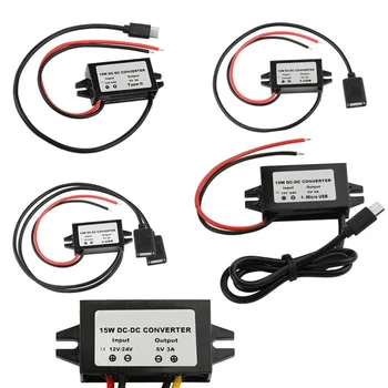 12v/24v zu 5v 3a netzteil wandler DC-DC abwärts modul USB-A buchse/typ c/dual usb/open wire stecker