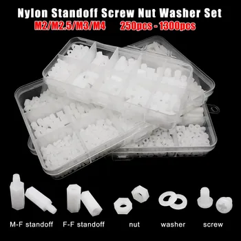 1 Box M2 M2,5 M3 M4 Weißer Kunststoff Nylon Isolierter Sechskant-Abstandshalter Sechskantsäule Abstandshalter