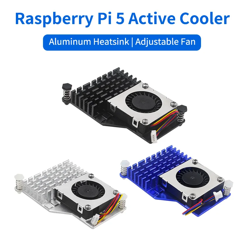 Raspberry Pi 5, aktiver Kühler, Aluminium-Kühlkörper, PWM-Lüfter, Geschwindigkeit einstellbar, Schwarz
