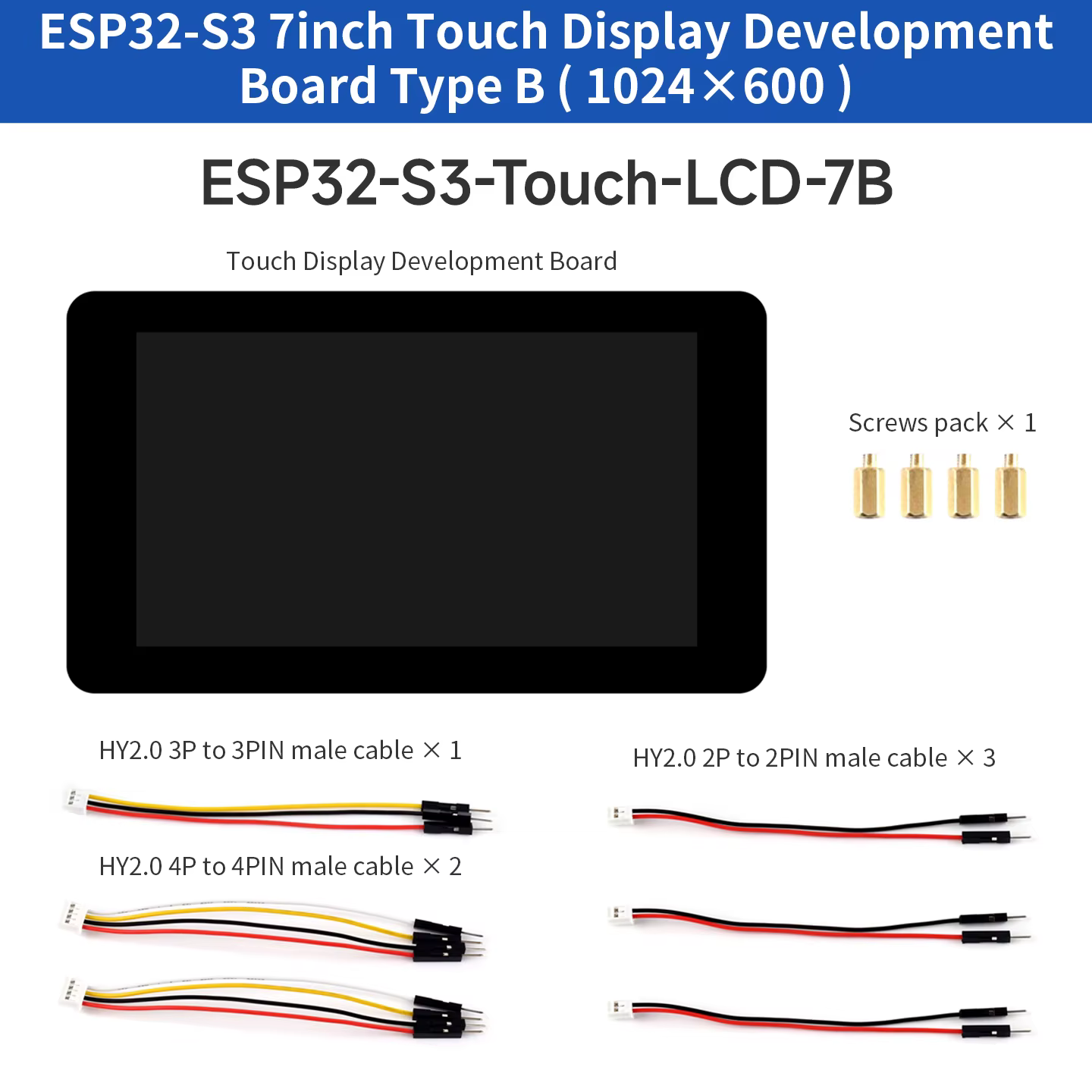 Waveshare ESP32-S3 7 Zoll 1024X600 IPS LCD Entwicklungsboard ESP32 Touchscreen-Display LVGL GUI HMI