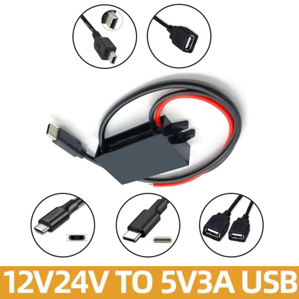 12V 24V bis 5V 3A Netzteil Typ-C USB DC-DC Auto Stromrichter Adapter Abwärtsspannung mit Verpolungsschutz