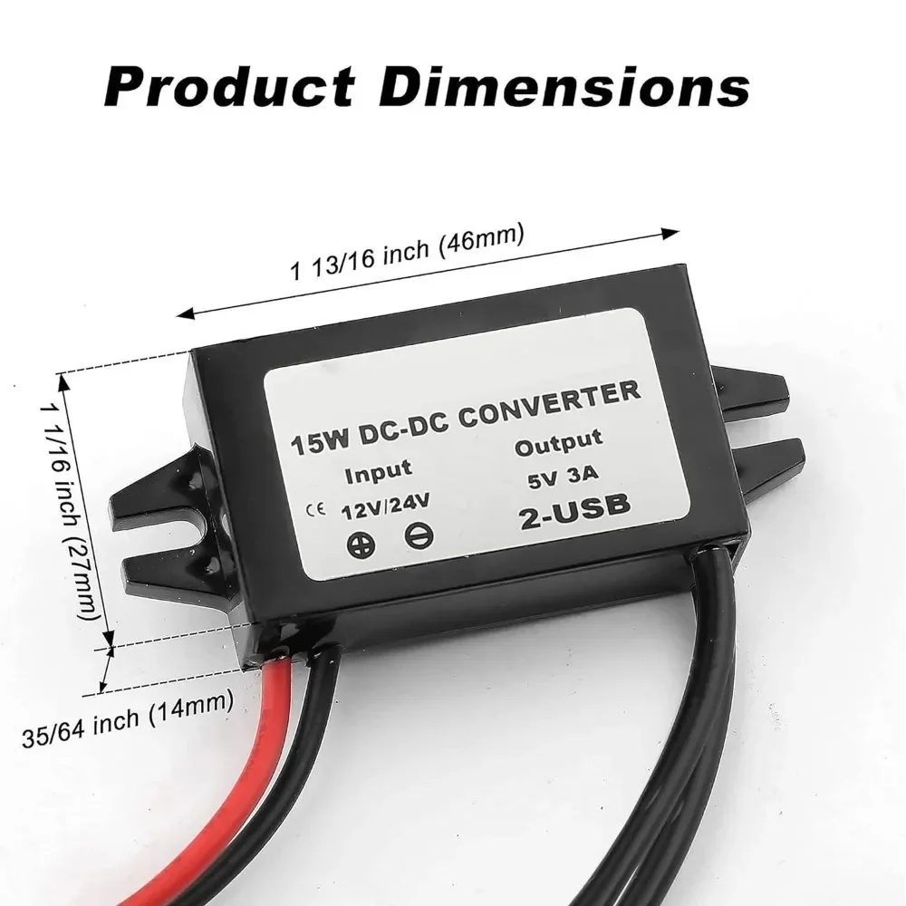 12v/24v zu 5v 3a netzteil wandler DC-DC abwärts modul USB-A buchse/typ – Bild 5
