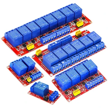 Relaismodul 1, 2, 4, 6, 8 Kanäle, 5 V, 12 V, 24 V, Relaismodulplatine mit Optokoppler-Unterstützung, High