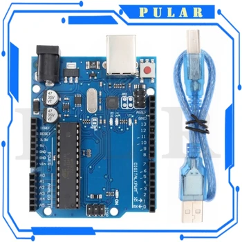 PLR UNO R3 Entwicklungsboard mit geradem Pin-Header-Kabel ATmega328P CH340 CH340G für Arduino