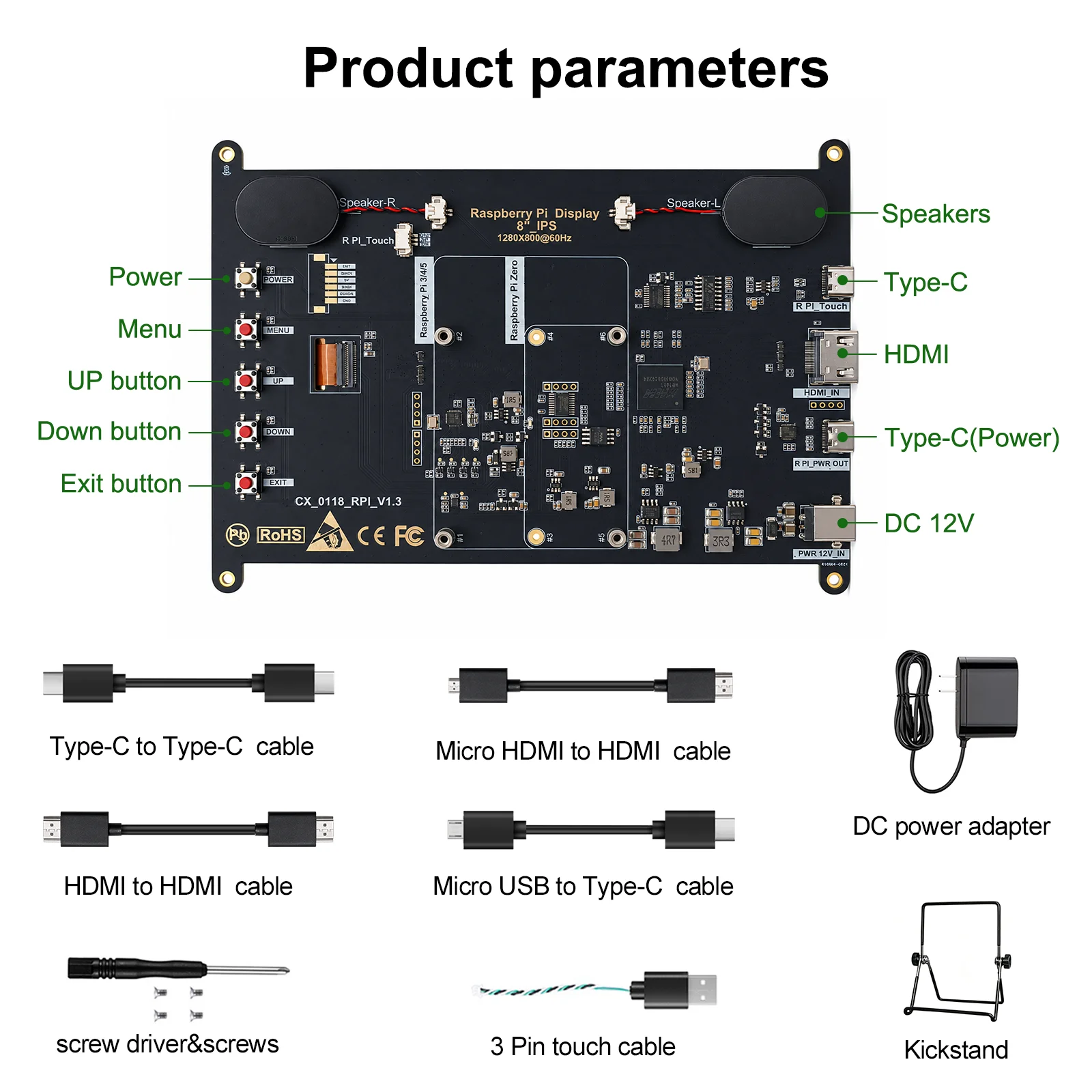 7/8 Zoll Touchscreen Raspberry Pi 5 IPS 1920x1200 HD LCD HDMI-Display – Bild 4