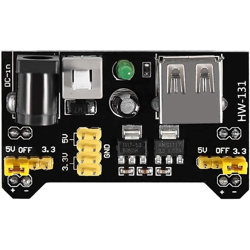 3,3V 5V MB102 Breadboard Netzteil Modul DC 6,5-12V USB (6 Stück) – Bild 3